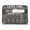 Chassis plate - Lotus Cars Tottenham Lane